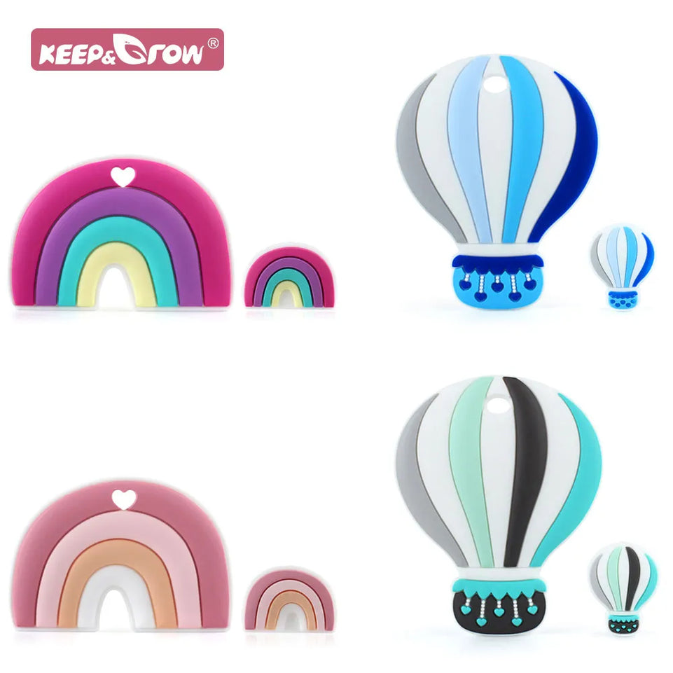 Silicone Teether Beas Hot Air Balloon Rainbow Cartoon Mini Pacifier Accessories BPA Free Food Grade Silicone Baby Teether Bead