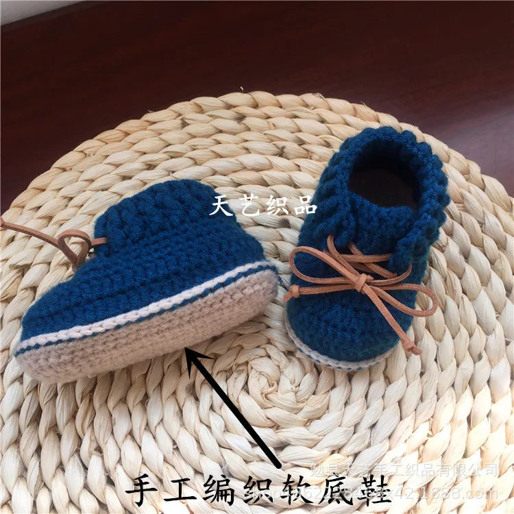 QYFLYXUE0-1 Year Old Baby Shoes Hand Woven Woollen Lace Shoes,Soft Bottom, High Shoes, Spring And Autumn Money.