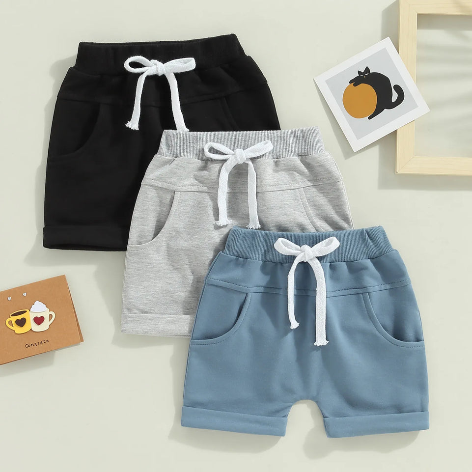 Kids Toddler Boy 3 Pack Shorts Set Casual Solid Loose Drawstring Shorts Sweatpants Athletic Workout Sport Pants Shorts