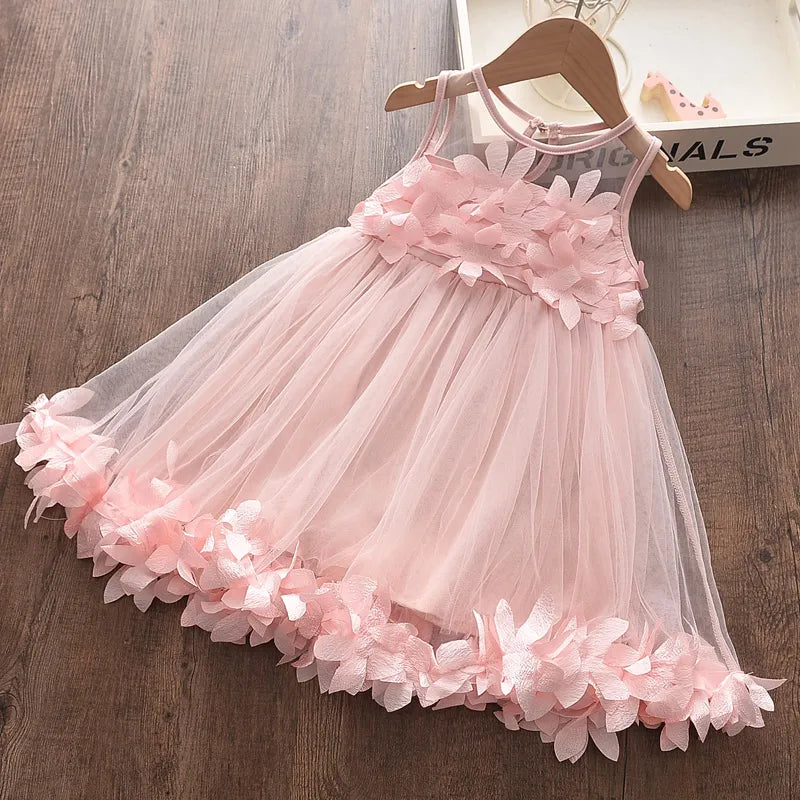 Melario Girls Dresses New Sweet Princess Dress Baby Kids Girls Clothing Wedding Party Dresses Children Clothing Pink Applique